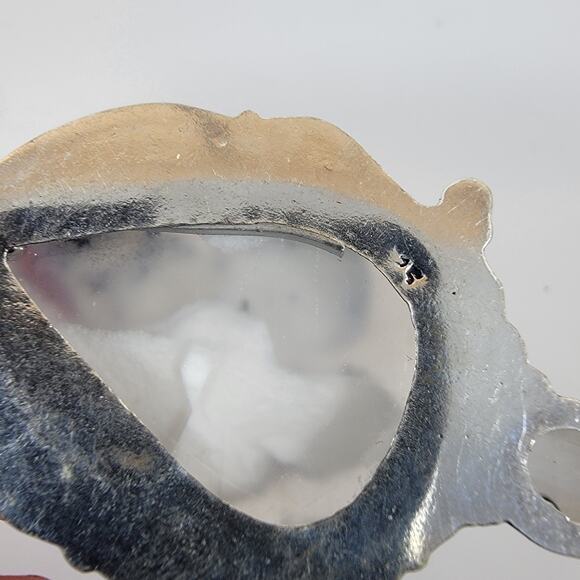 Handmade Silver Pendant with Dendritic Opal, Moonstone & Freshwater Pearl - Picture 6 of 10